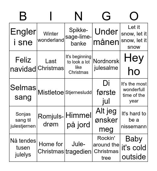 JULEMUSIKK  Bingo Card