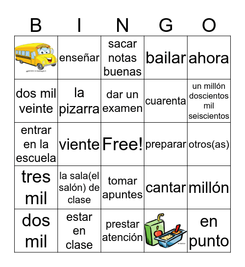 Capítulo 4 Vocabulario Bingo Card