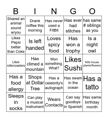 The Village Rocks 2019 Bingo Card