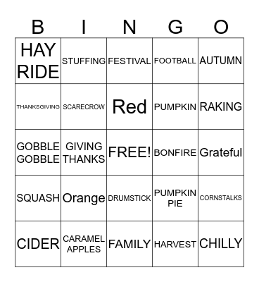 FALL Bingo Card