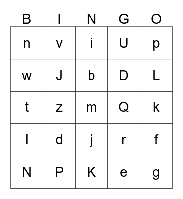 Alphabet Bingo Card