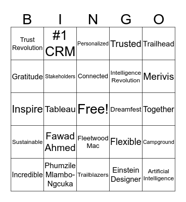 Dreamforce 2019 Keynote Buzzword Bingo Card