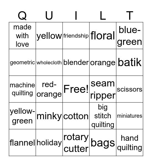 Quilt Bingo Card