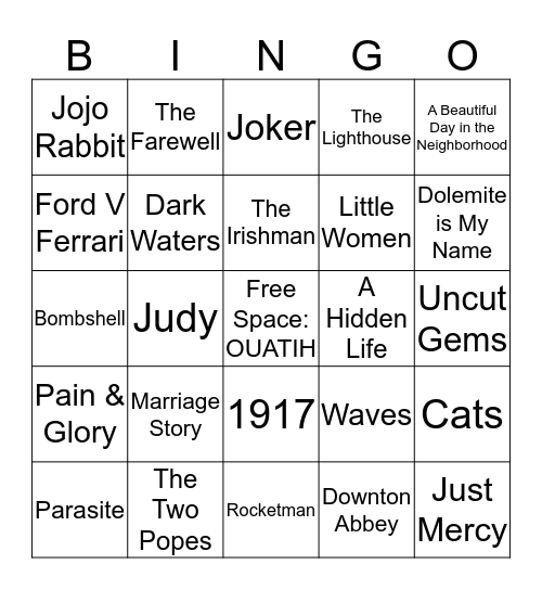 Ruin the Oscars for Kate Bingo Card