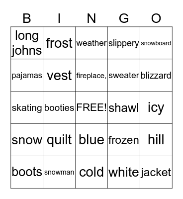 Winter Bingo Card