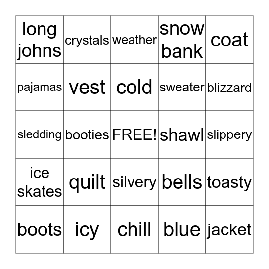 Holiday Season Bingo Card