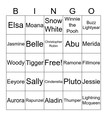 Disney Bingo Card