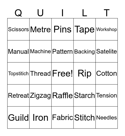 Quilting Fun Bingo Card
