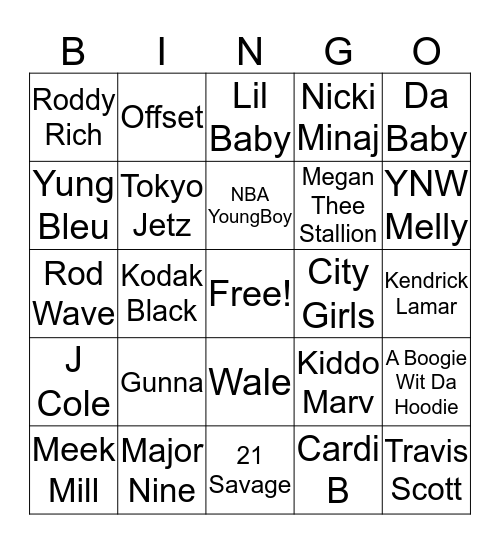 Current 2000's Bingo Card