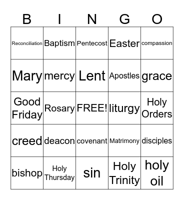 Religion Review Bingo Card