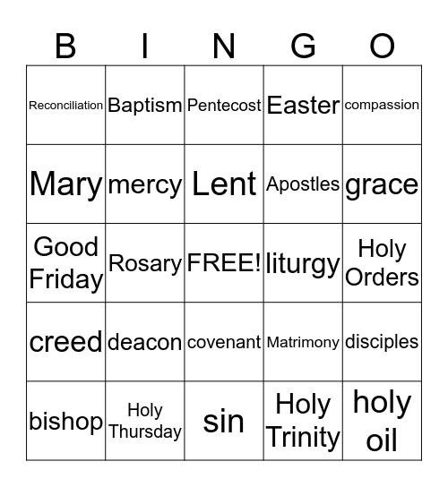 Religion Review Bingo Card