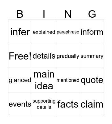 Monday Bingo Card