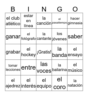 Las Actividades Extracurriculares Bingo Card