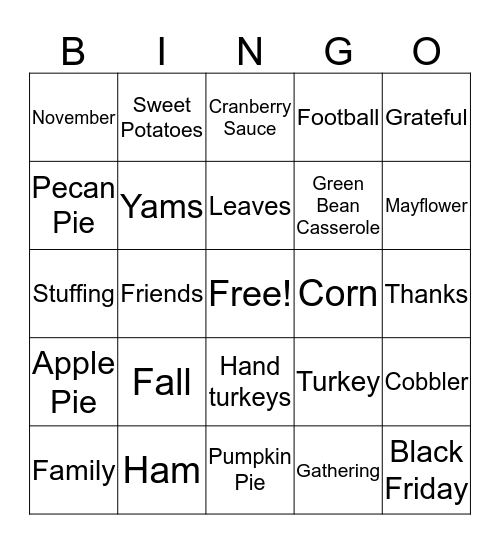 Thanksgiving BINGO Card