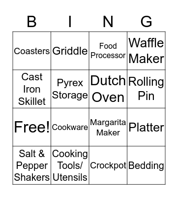 Breanna's Bridal Shower BINGO Card