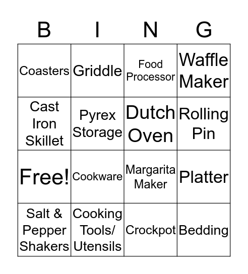 Breanna's Bridal Shower BINGO Card