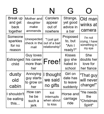 Hallmark Christmas Movie Bingo Card