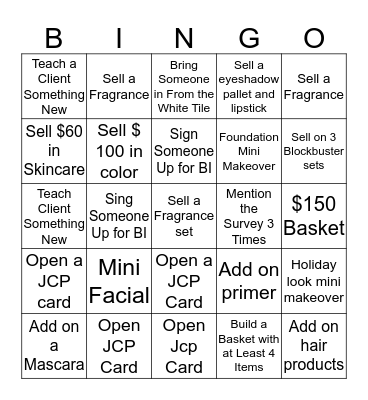 Holiday  Bingo Card