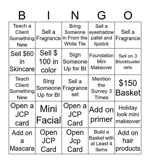 Holiday  Bingo Card