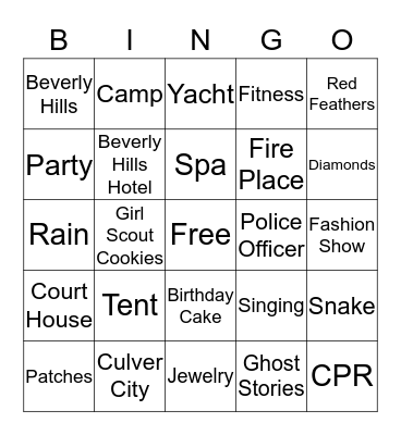 Movie Night Bingo Card