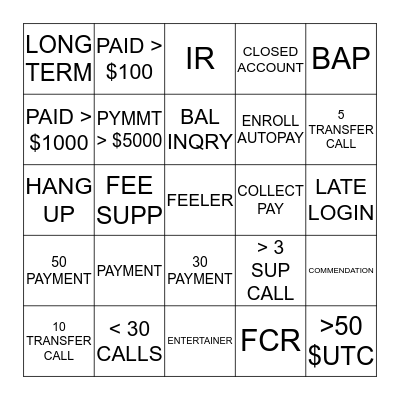 BINGO CARD Template Bingo Card