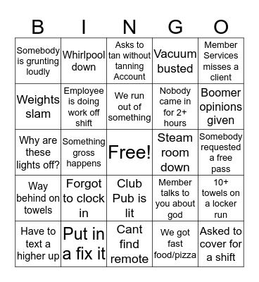 Wac Bingo Card