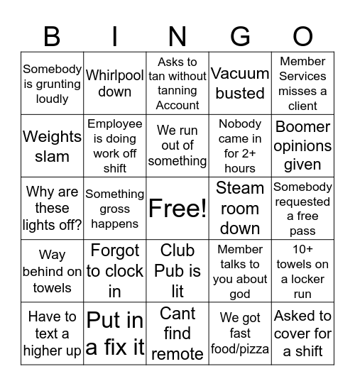 Wac Bingo Card