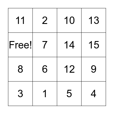 Thanksgiving Bingo! Bingo Card