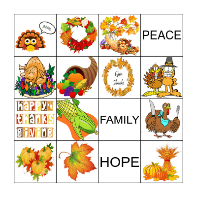 THANKSGIVING Bingo Card