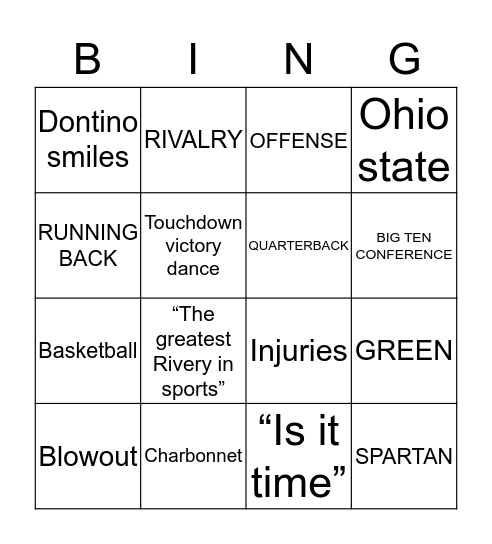 MICHIGAN - MICHIGAN STATE Bingo Card