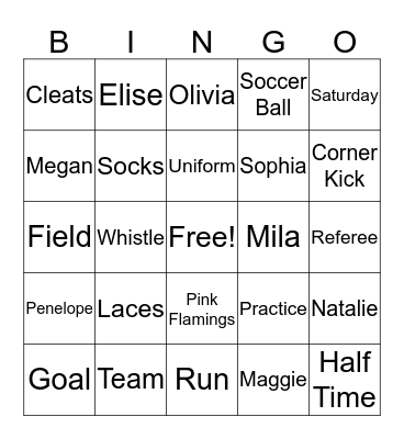 Flamingo Bingo Card