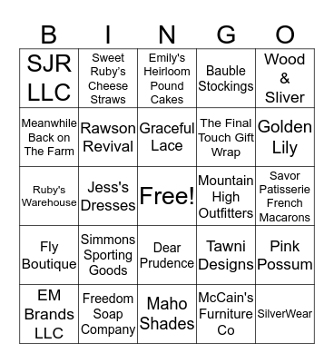 Market Noel Bingo Card