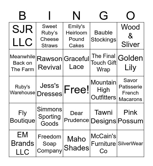 Market Noel Bingo Card