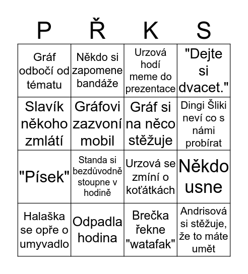 PŘKS Bingo Card