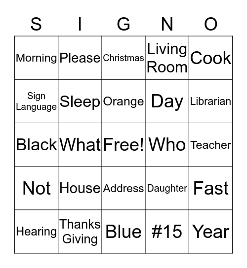 SIGNO Bingo Card
