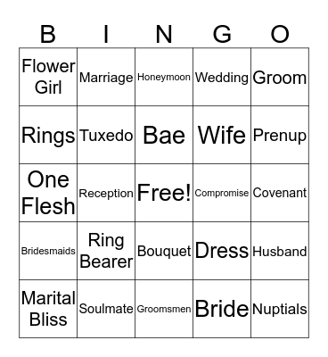 Venetta's By Faith Bridal Shower BINGO Card