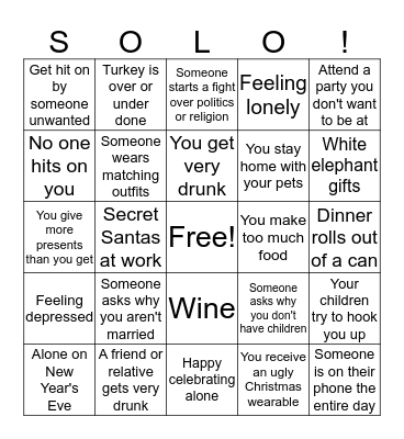 Surviving the Holidays Bingo Card