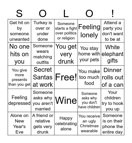 Surviving the Holidays Bingo Card