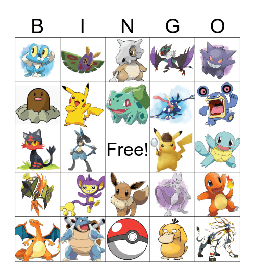 Pokemon Bingo Card