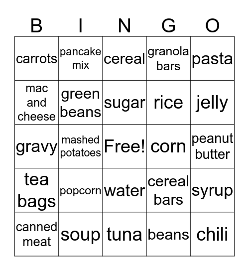 Scouting for food bingo Card