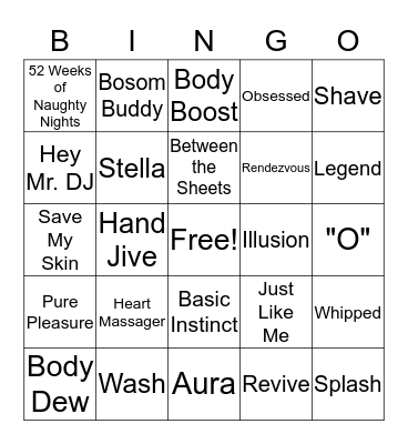 Pure Romance Bingo Card