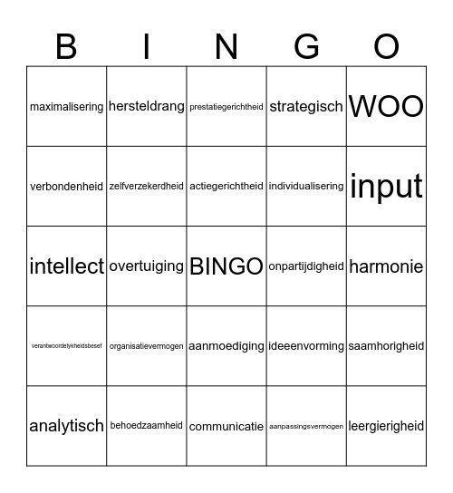 Talenten Bingo Card