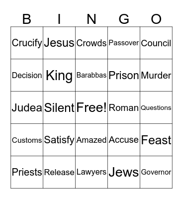 Jesus and Pilate Bingo Card