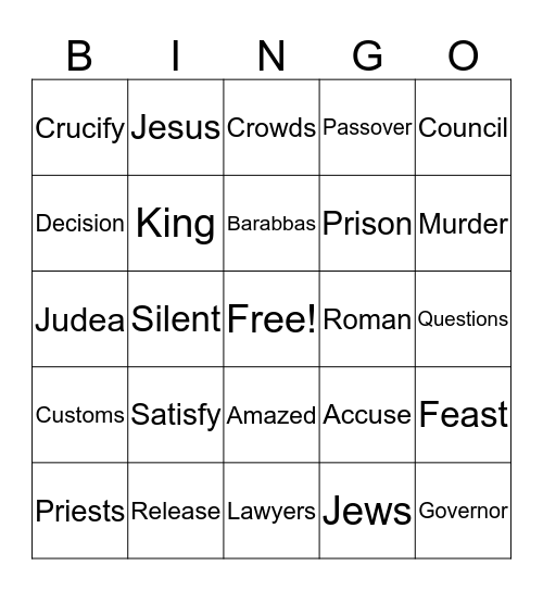 Jesus and Pilate Bingo Card