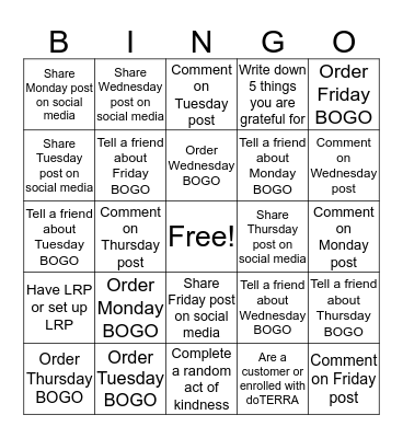 BOGO BINGO Card