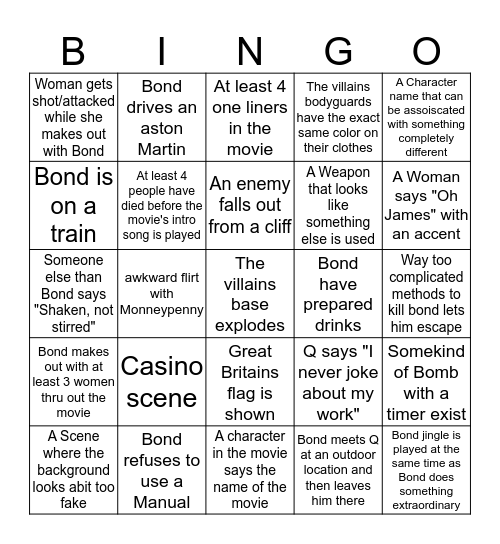 James Bond Bingo Card