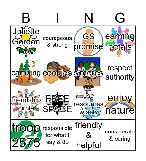 Daisy Girl Scout BINGO Card