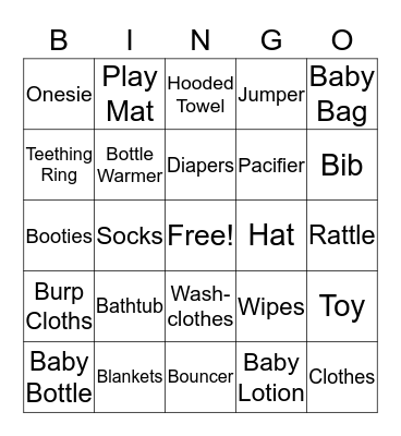 Baby Shower  Bingo Card