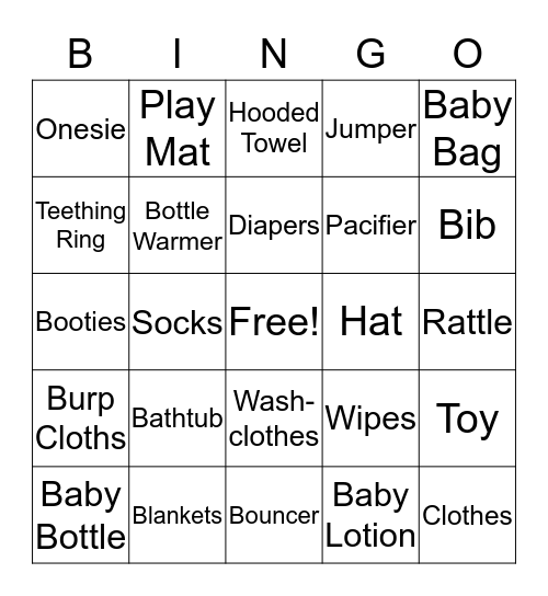 Baby Shower  Bingo Card