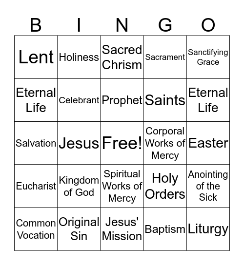 Unit 1 Bingo Card